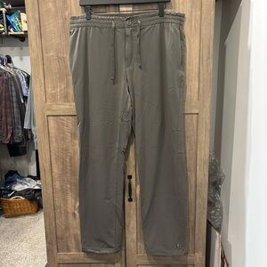 REI Co-Op Men’s Large Pants Gray Elastic Draw String waist Stretch Nylon Hiking